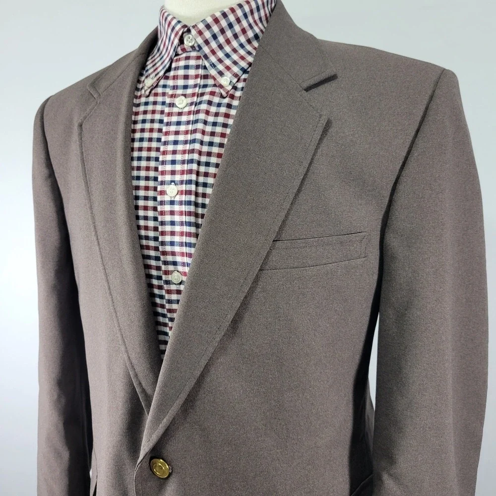 Perma Prest Classic Collections Men's Sport Coat Blazer Two Button‎ Brown 46R